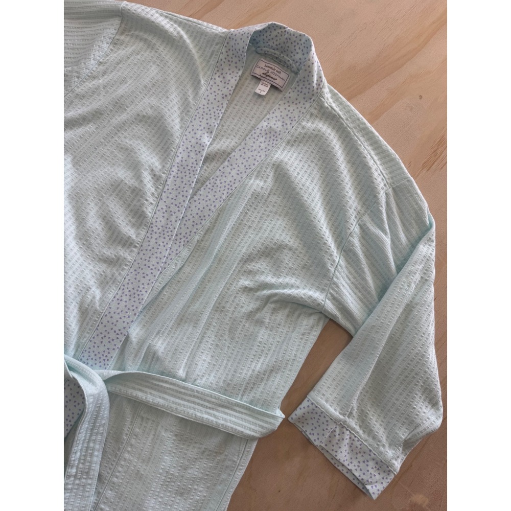 Carole Hochman Heavenly Soft Robe Womens‎ Small Mint Heart Trim Sleepwear Cozy